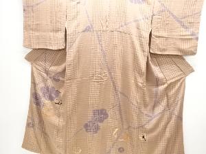 アンティーク　絞り花模様刺繍一つ紋着物